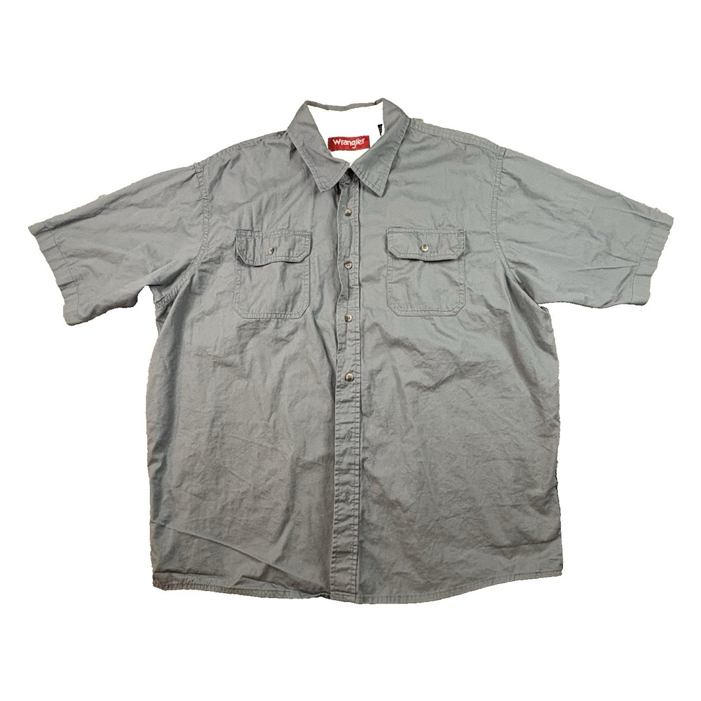 Wrangler Men's XL‎ Blue Gray Button up Workwear SS Shirt SEE DESCRIPTION